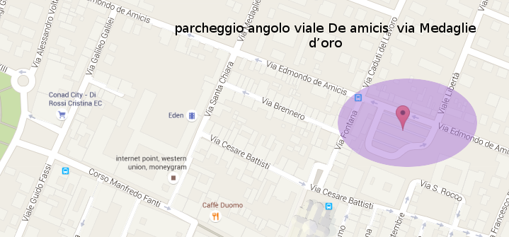 Parcheggio nelle vicinanze della località di arrivo dove si terrà l' Assemblea Regionale E.R.